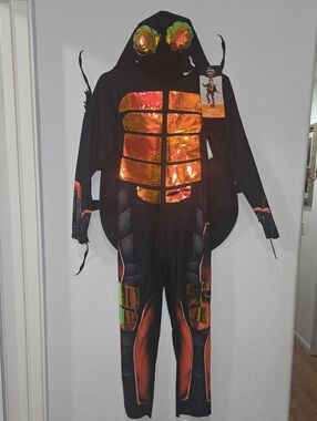 Kids Black and Metallic Orange Bug Costume with Hood